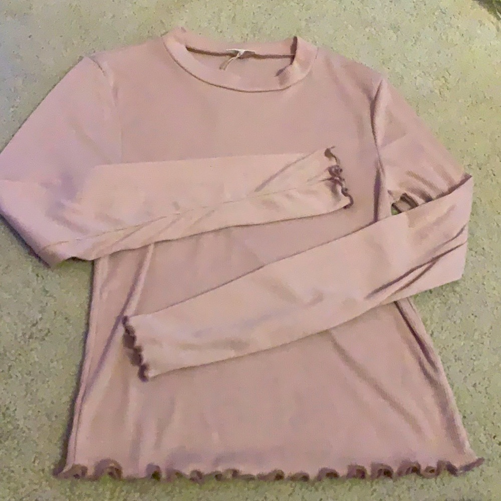 Pink skin tight ribbed top